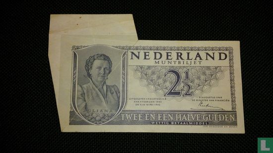 Nederland 2,5 Gulden misdruk (1cijfer, 2 letters) - Afbeelding 1