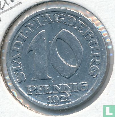 Magdeburg 10 Pfennig 1921 (Aluminium - Kehrprägung) - Bild 1