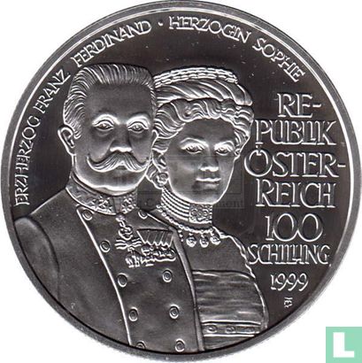 Austria 100 schilling 1999 (PROOF) "Archduke Franz Ferdinand and Sophie" - Image 1