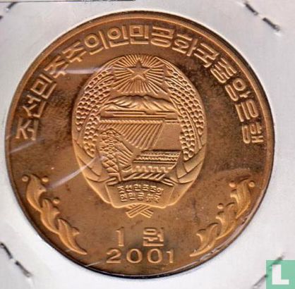 North Korea 1 won 2001 (PROOF - brass) "Pallas's sandgrouse" - Image 1