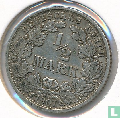 Duitse Rijk ½ mark 1907 (F) - Afbeelding 1