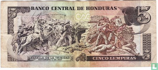 Honduras 5 Lempiras 1989 - Image 2