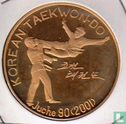 Nordkorea 1 Won 2001 (PP - Messing) "Two taekwondo players" - Bild 1