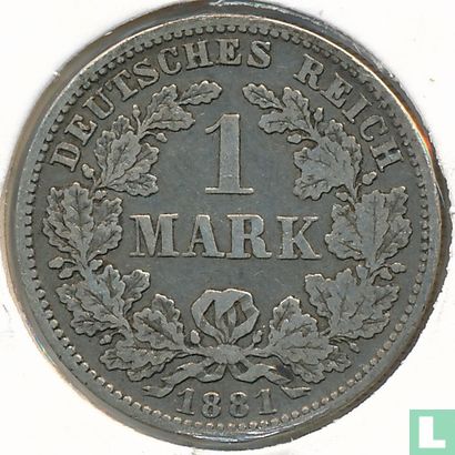 Empire allemand 1 mark 1881 (D) - Image 1