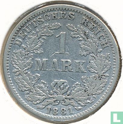 Empire allemand 1 mark 1881 (F) - Image 1