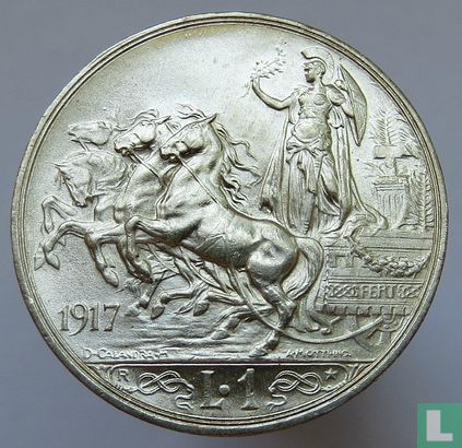 Italië 1 lira 1917 - Afbeelding 1