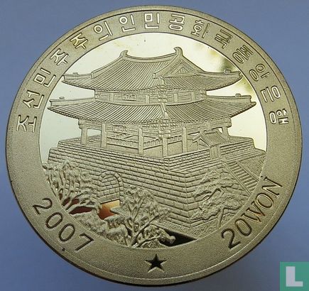 Noord-Korea 20 won 2007 (PROOF) "Pallas's sandgrouse" - Afbeelding 1