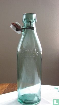 Glazen fles met porceleinen stop en klem - Afbeelding 3