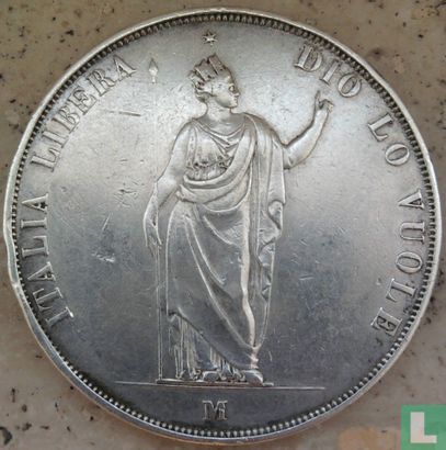 Lombardije-Venetië 5 lire 1848 - Afbeelding 2