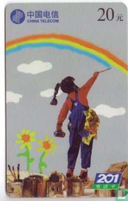 Girl painting Rainbow - Image 1