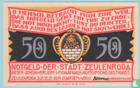 Zeulenroda, Stadt - 50 Pfennig (4) 1921 - Afbeelding 2