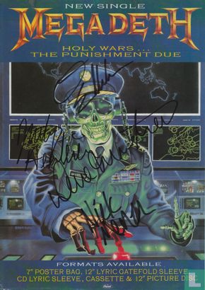Megadeth gesigneerd, band signed magazine ad., 1990 - Bild 1