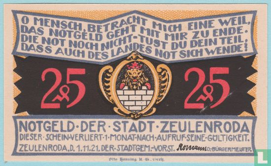 Zeulenroda, Stadt - 25 Pfennig (5) 1921 - Afbeelding 2