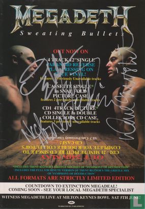 Megadeth gesigneerd, band signed magazine ad., 1993 - Image 1