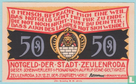 Zeulenroda, Stadt - 50 Pfennig (1) 1921 - Afbeelding 2