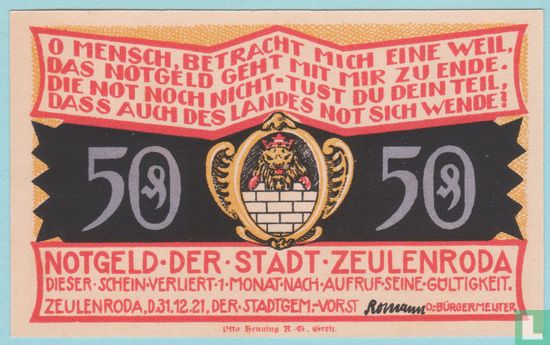 Zeulenroda, Stadt - 50 Pfennig (5) 1921 - Afbeelding 2