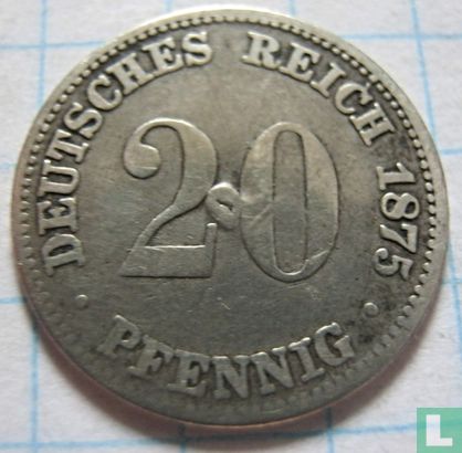 Empire allemand 20 pfennig 1875 (A) - Image 1