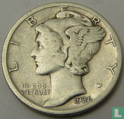 États-Unis 1 dime 1936 (S) - Image 1