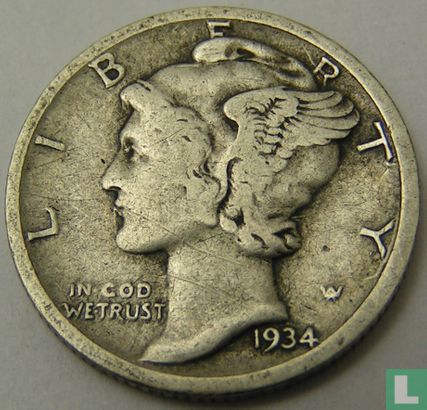 United States 1 dime 1934 (D) - Image 1