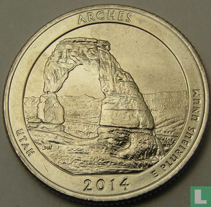Verenigde Staten ¼ dollar 2014 (P) "Arches national park - Utah" - Afbeelding 1