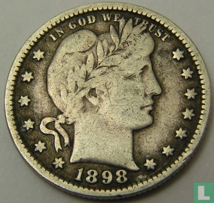 Verenigde Staten ¼ dollar 1898 (zonder letter) - Afbeelding 1