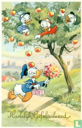 Donald Duck: Kwik Kwek en Kwak gooien appels. - Image 1