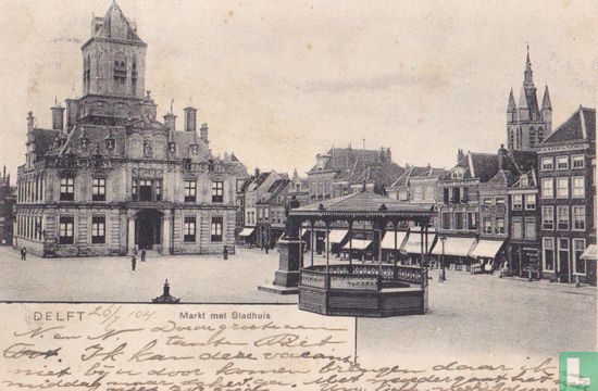 Delft - Markt met stadhuis - Afbeelding 1