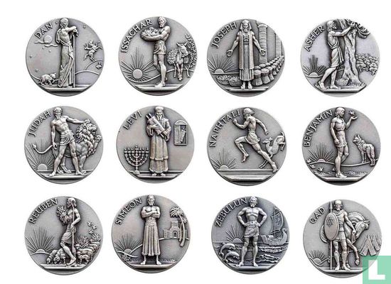 Israel  12 Tribes of Israel - Silver Set (ultra high relief) - Afbeelding 1