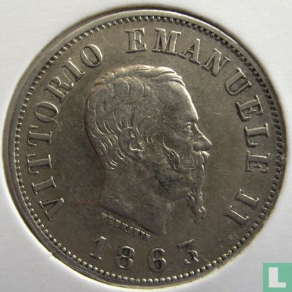 Italien 50 Centesimi 1863 (M - mit gekrönte Wappen) - Bild 1
