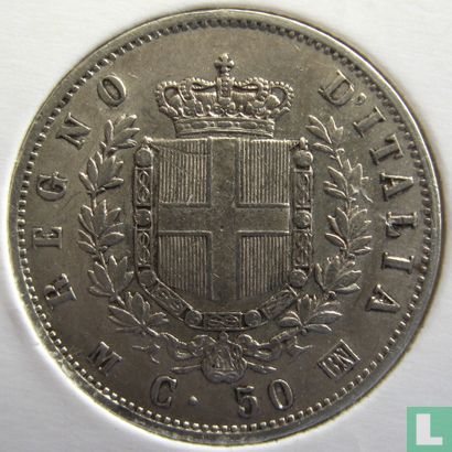 Italien 50 Centesimi 1863 (M - mit gekrönte Wappen) - Bild 2