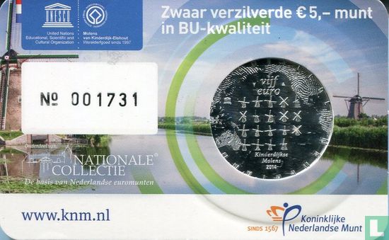 Netherlands 5 euro 2014 (coincard - BU) "Kinderdijk windmills" - Image 1