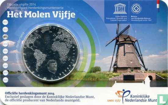 Niederlande 5 Euro 2014 (Coincard - UNC) "Kinderdijk windmills" - Bild 2