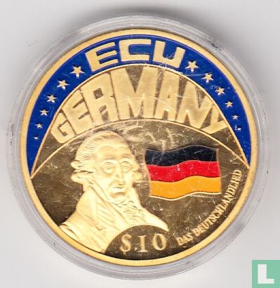 Liberia 10 dollars 2001 "Germany ECU" > Afd. Penningen > Fantasie munten - Image 2