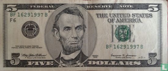 Dollars des États-Unis 5 1999 F - Image 1