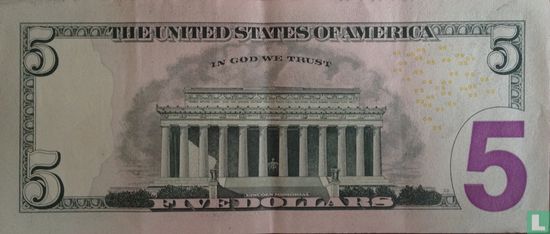 États-Unis 5 dollars 2013 K - Image 2