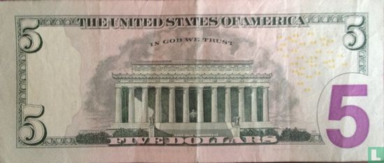 États-Unis 5 dollars 2009 F - Image 2