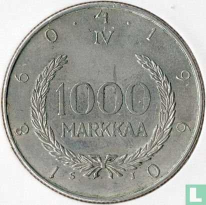 Finland 1000 markkaa 1960 "Centennial Markka currency system" - Afbeelding 1