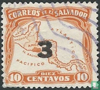 Landkaart van Midden-Amerika met opdruk