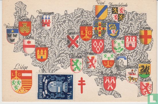 Provincial coats of arms on postcard