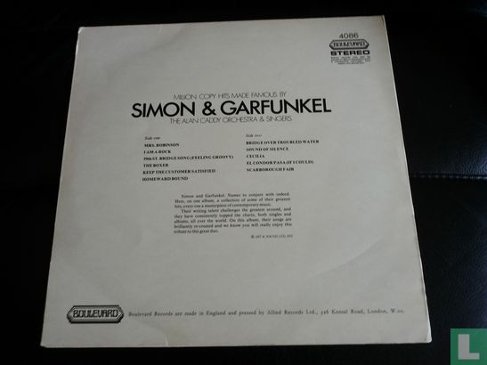 Million Copy Hits Made Famous By Simon & Garfunkel - Afbeelding 2