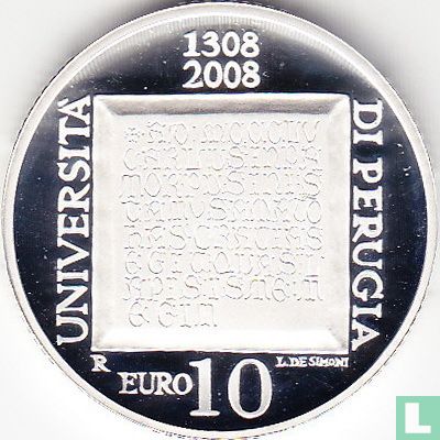 Italie 10 euro 2008 (BE) "700 years University of Perugia" - Image 1