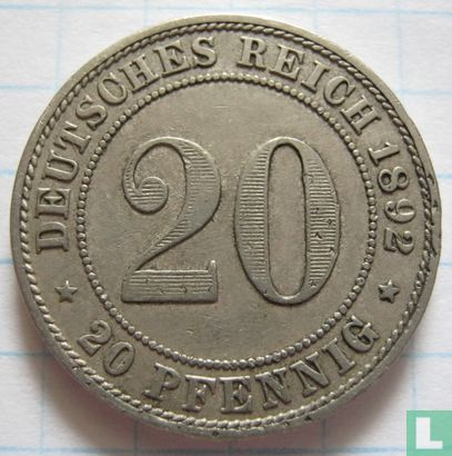 German Empire 20 pfennig 1892 (A) - Image 1