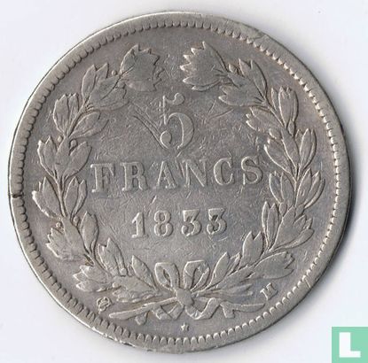 Frankrijk 5 francs 1833 (M) - Afbeelding 1