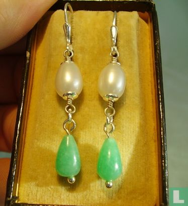 "Jade" Perlen Ohrringe Silber 925 - Bild 2