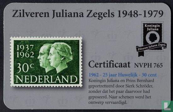 Zilveren Juliana Postzegel 1962 - Afbeelding 1