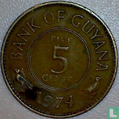 Guyana 5 cents 1974 - Image 1