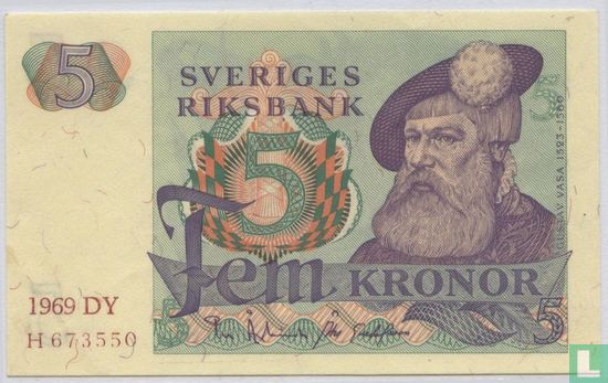Suède 5 Kronor 1969 - Image 1