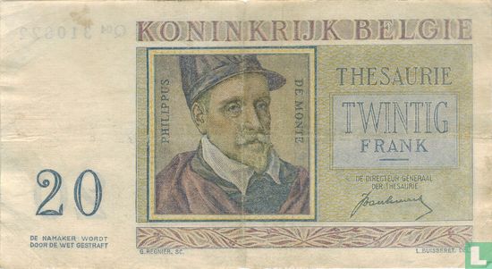 Belgium 20 Francs 1950 - Image 2
