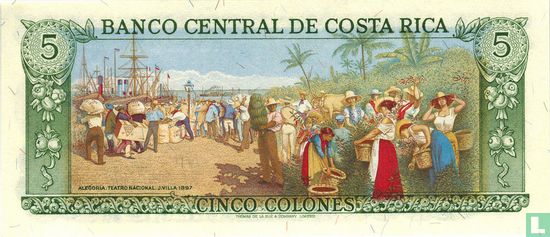 Costa Rica 5 Colones 1986 - Image 2