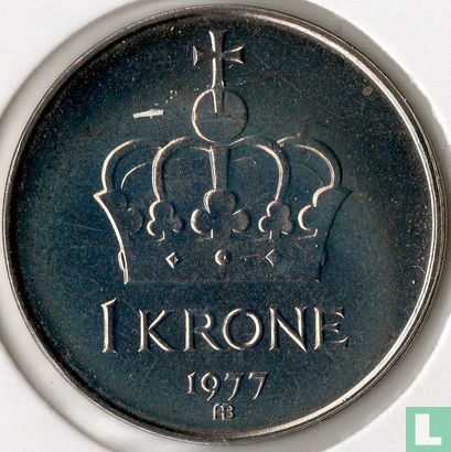 Noorwegen 1 krone 1977 - Afbeelding 1